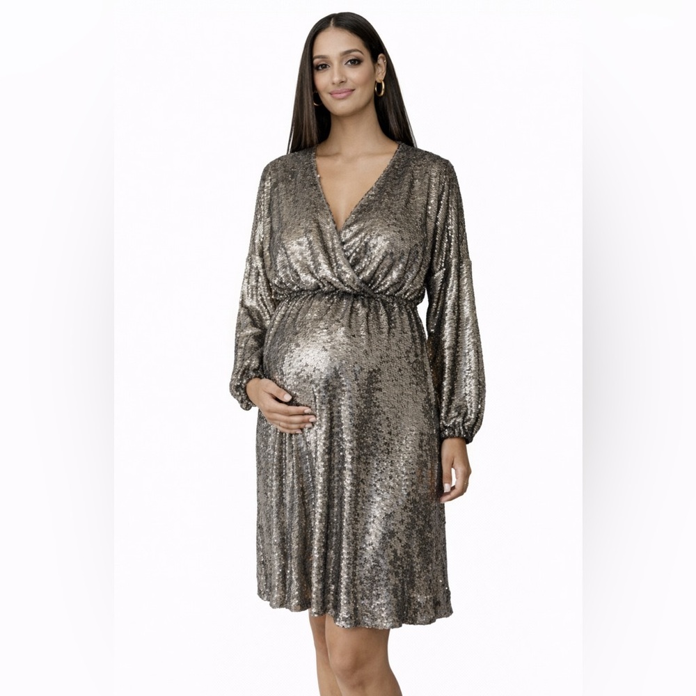 Club London Gold Sequin Dress US 6 Stretch Wedding Party Cruise Holiday